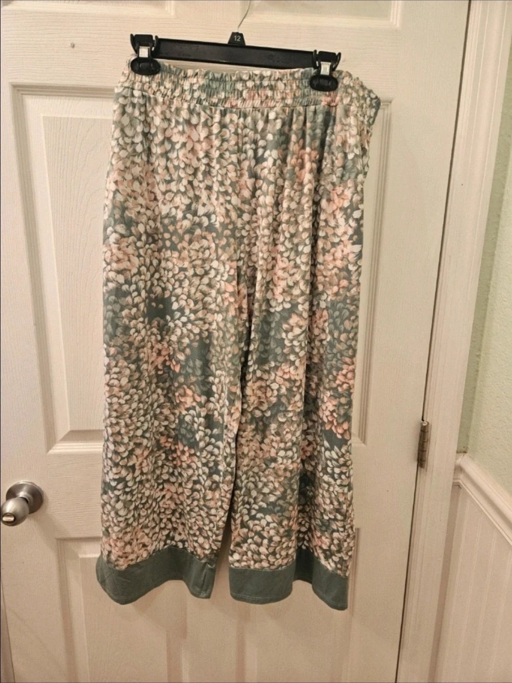Women's Floral Print Lounge Pants Sage Green and Blush